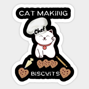 cat making biscuts Sticker